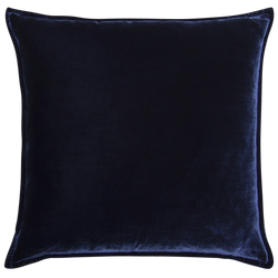 Silk Velvet and Linen Flange Cushion - Navy §