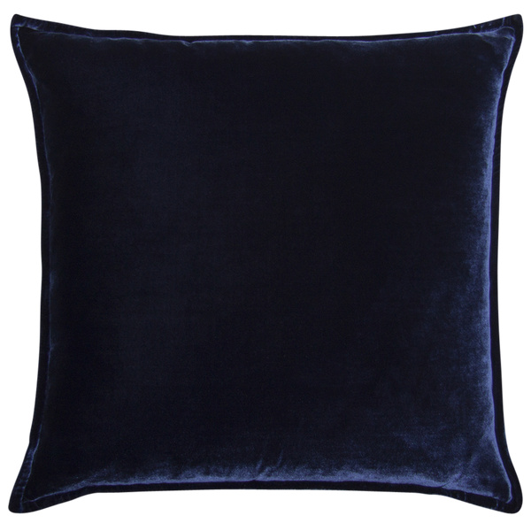 Silk Velvet and Linen Flange Cushion - Navy §