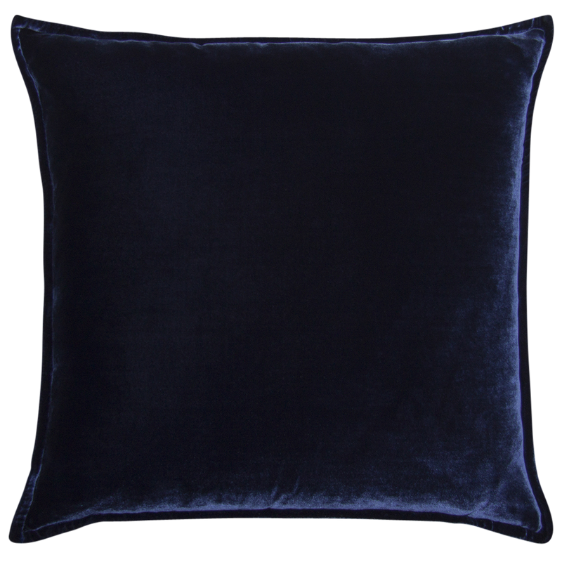 Silk Velvet and Linen Flange Cushion - Navy §