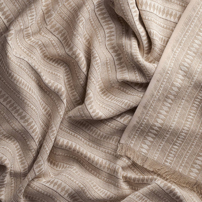 Assegai Throw with Fringe & Suede Edge - Stone