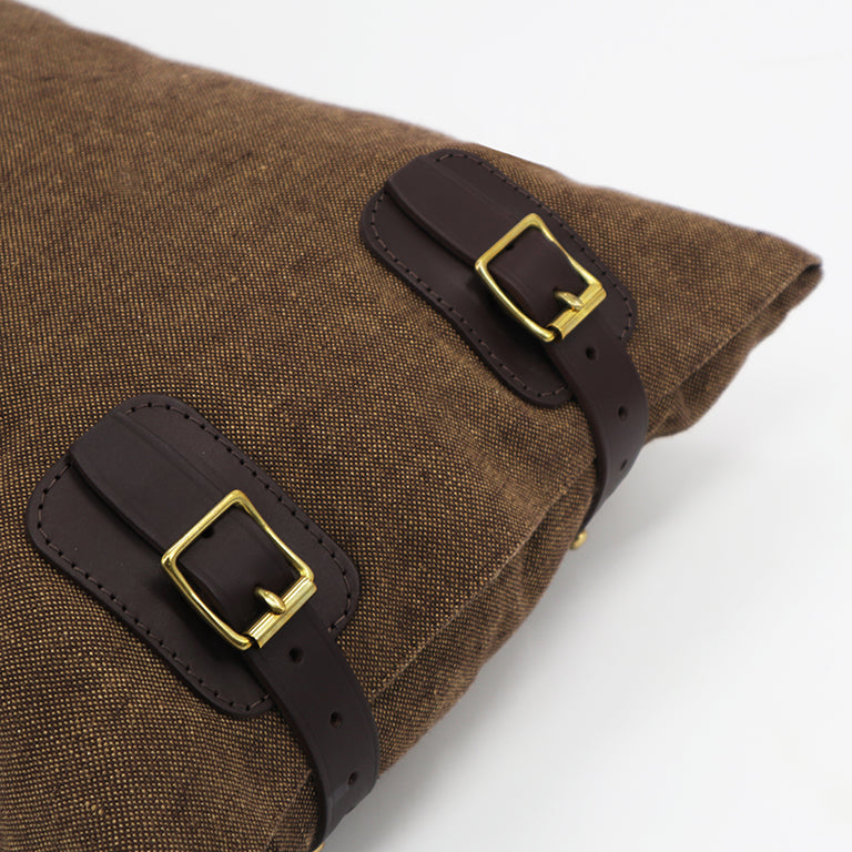 Autumn Cushion with Four Buckle Detail - Pecan