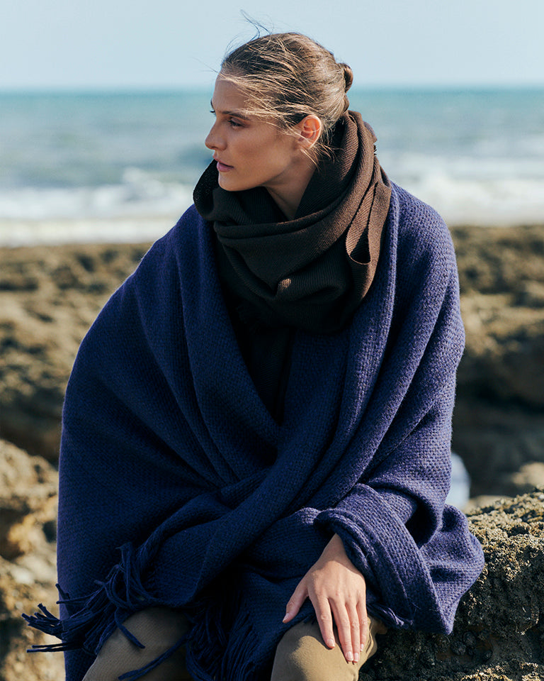 Baby Alpaca Throw - Cobalt