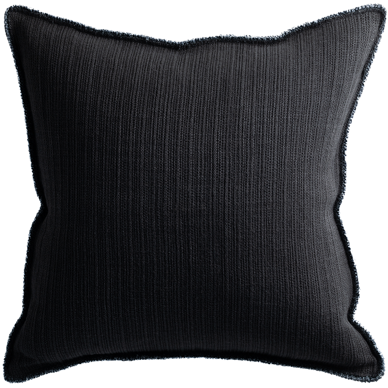 Bison Cushion with Fringe Detail - Black Indigo