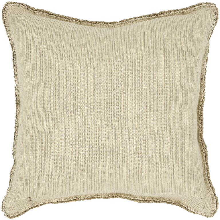 Bison Cushion with Fringe Detail - Bone