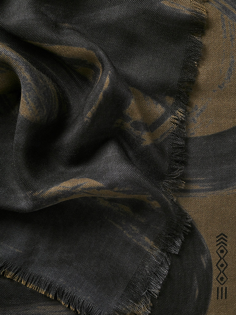 Calligraphy Cashmere Scarf - Ink