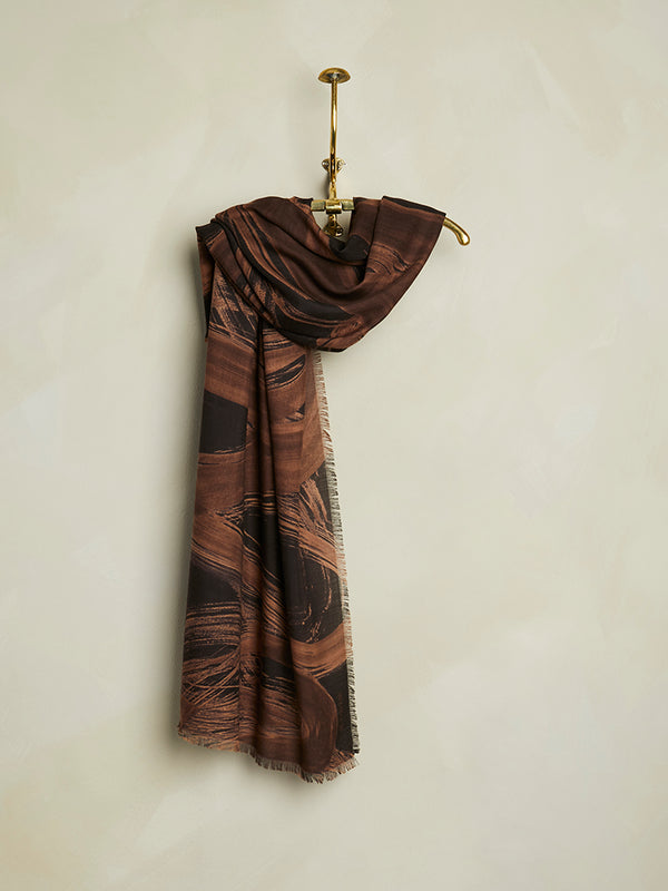 Calligraphy Cashmere Scarf - Sienna