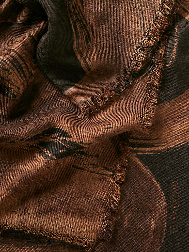 Calligraphy Cashmere Scarf - Sienna