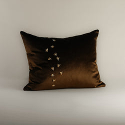 Cardinal Silk Cushion with Metal Bee Embellishment