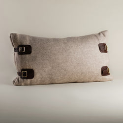 Cashmere Cushion with Vintage Leather Buckles