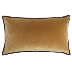 Cashmere Velvet Cushion with Leather Trim - Topaz