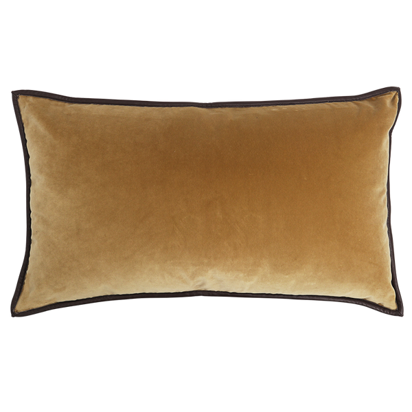 Cashmere Velvet Cushion with Leather Trim - Topaz