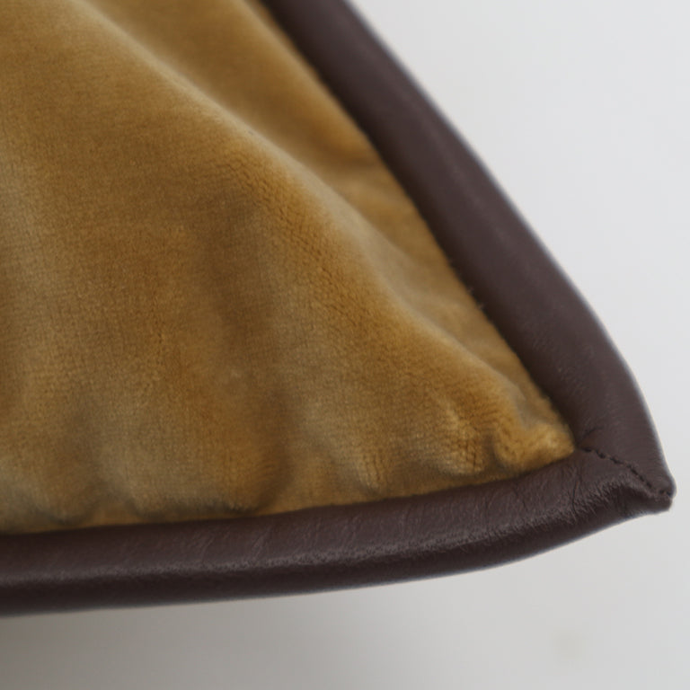 Cashmere Velvet Cushion with Leather Trim - Topaz