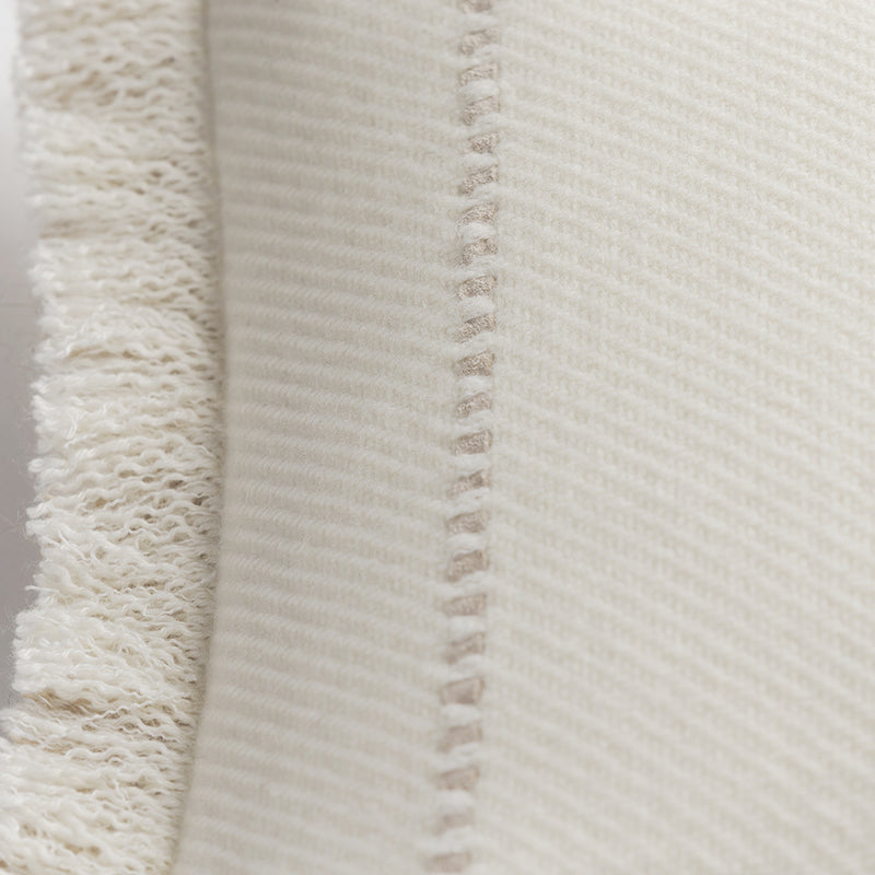 Cashmere Wool Twill Cushion with Fringe - Cream §