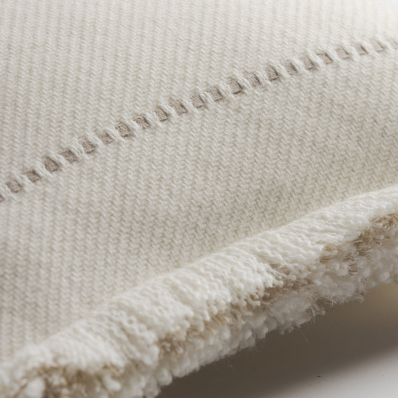 Cashmere Wool Twill Cushion with Fringe - Cream §