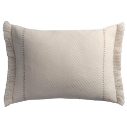 Cashmere Wool Twill Cushion with Fringe - Cream §