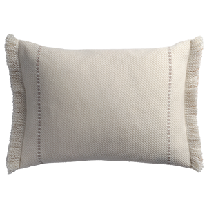 Cashmere Wool Twill Cushion with Fringe - Cream §