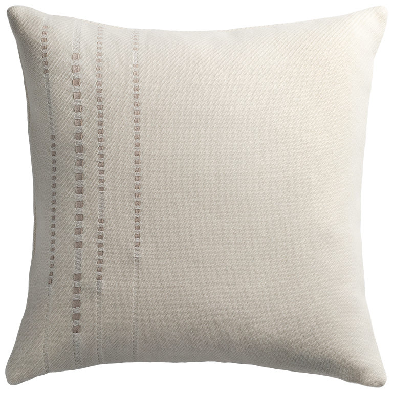 Cashmere Wool Twill Cushion with Vertical Detail - Cream §