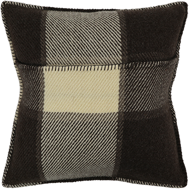 Checked Wool Cushion with Blanket Stitch