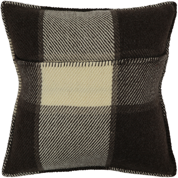 Checked Wool Cushion with Blanket Stitch