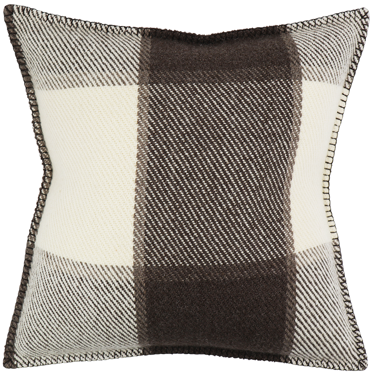 Checked Wool Cushion with Blanket Stitch