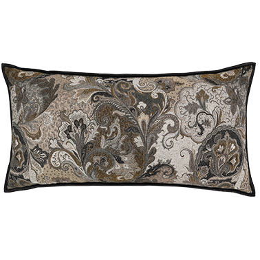 Elizabeth Paisley Cushion with Leather Trim - Partridge