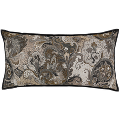 Elizabeth Paisley Cushion with Leather Trim - Partridge