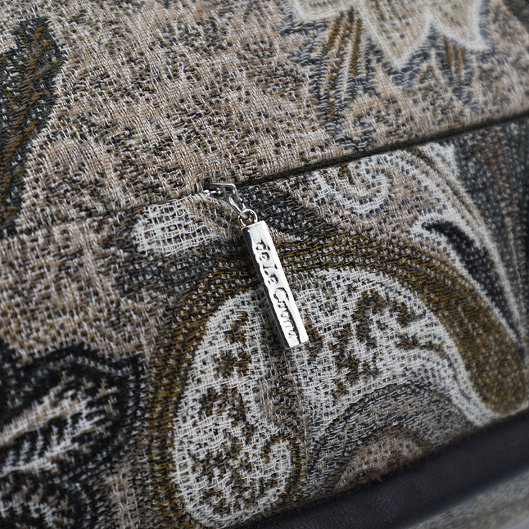 Elizabeth Paisley Cushion with Leather Trim - Partridge