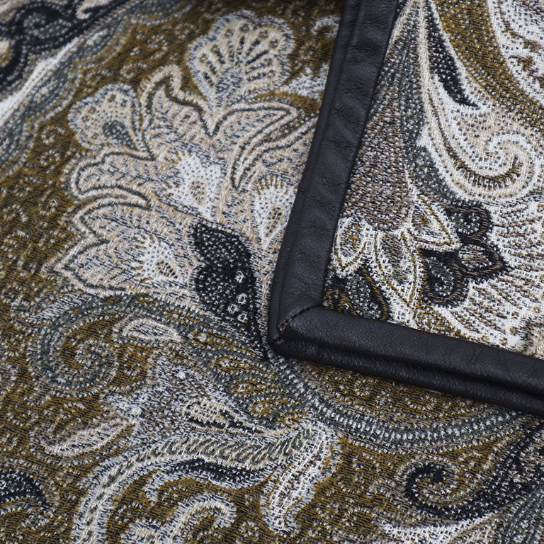 Elizabeth Paisley Throw with Leather Trim - Partridge