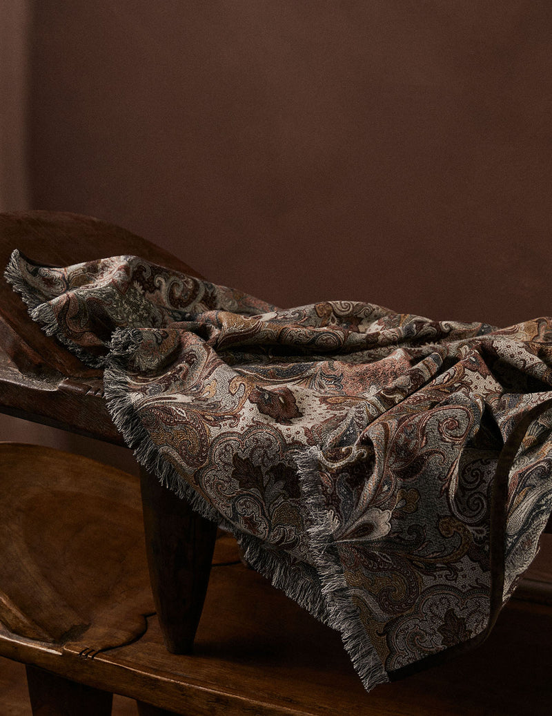 Elizabeth Throw with Fringe & Suede Edge - Pheasant