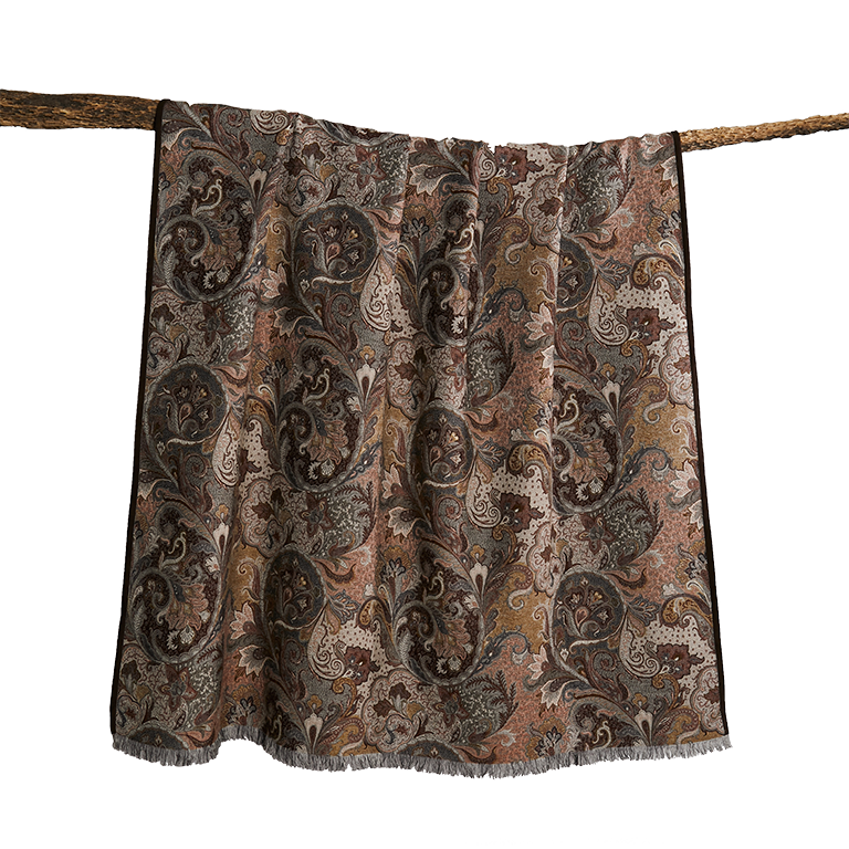 Elizabeth Throw with Fringe & Suede Edge - Pheasant