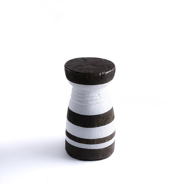 Engraved Mortar with Beaten Top and White Stripes No.36 - Brown