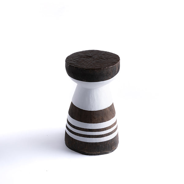 Engraved Mortar with Beaten Top and White Stripes No.37 - Brown