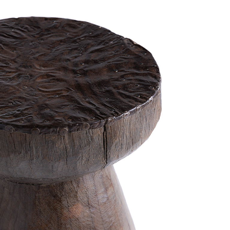 Engraved Mortar with Beaten Top and Stained Bands No.38 - Brown