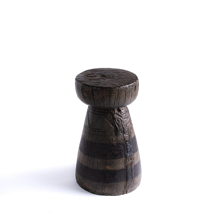 Engraved Mortar with Beaten Top and Stained Bands No.39 - Brown