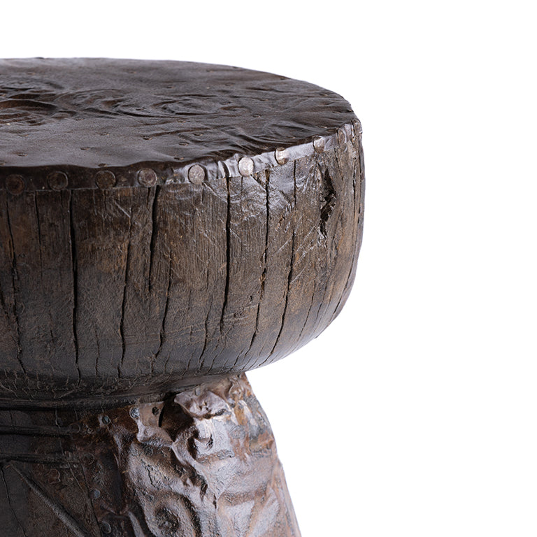 Engraved Mortar with Beaten Top and Stained Bands No.39 - Brown