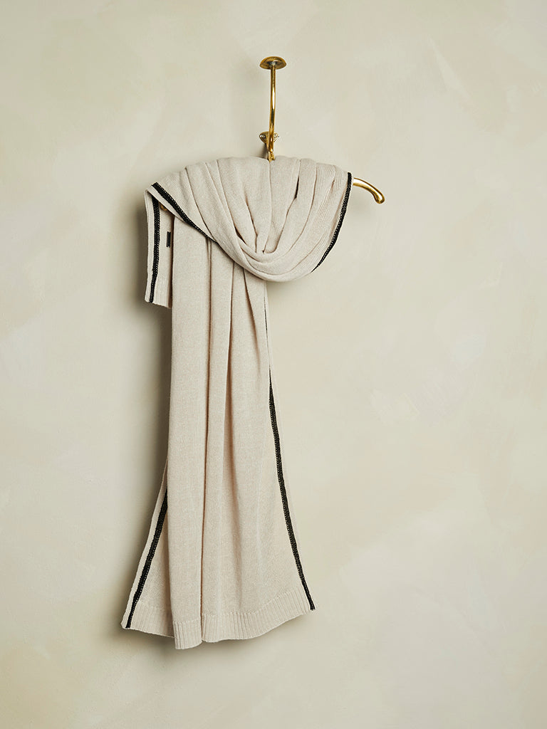 Fine Knit Linen Scarf - Cream