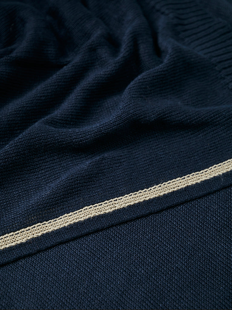 Fine Knit Linen Scarf - Navy