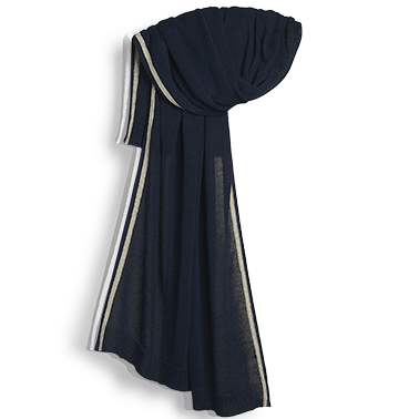 Fine Knit Linen Scarf - Navy