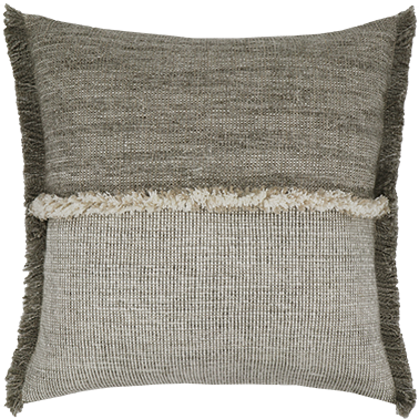 Forage Cloth Cushion with Fringing - Gull
