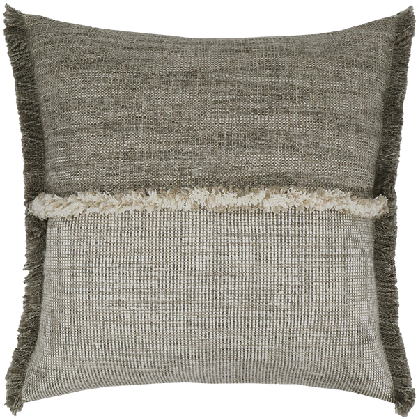 Forage Cloth Cushion with Fringing - Gull