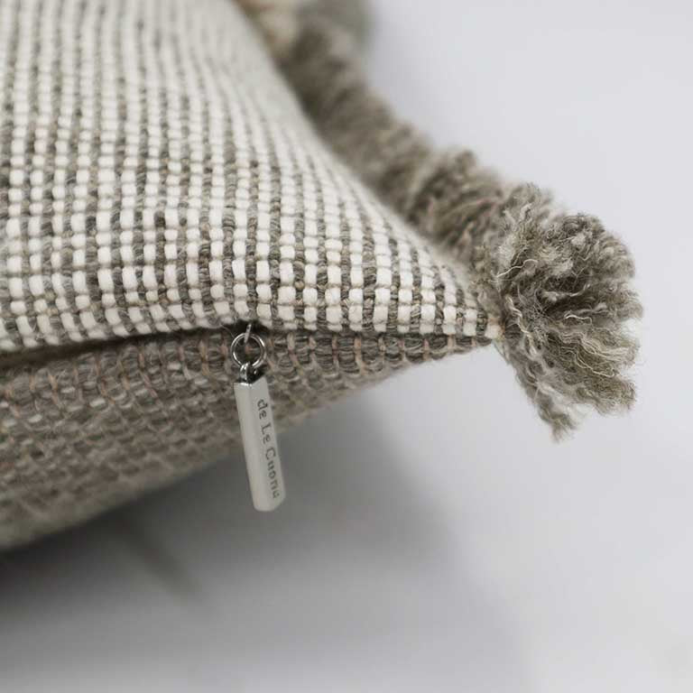 Forage Cloth Cushion with Fringing - Gull