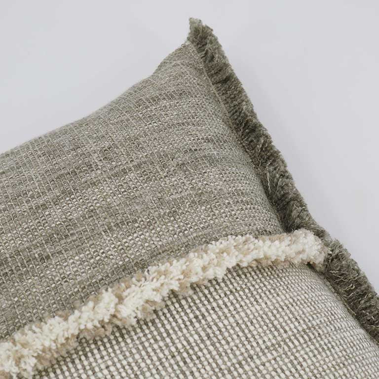 Forage Cloth Cushion with Fringing - Gull