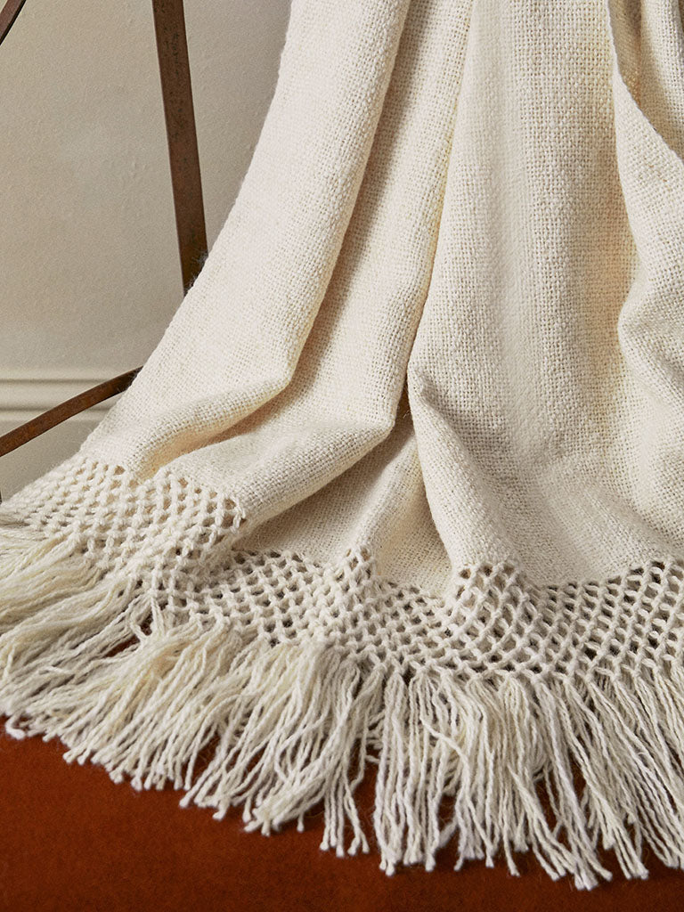 Handwoven Llama Throw - Natural Cream