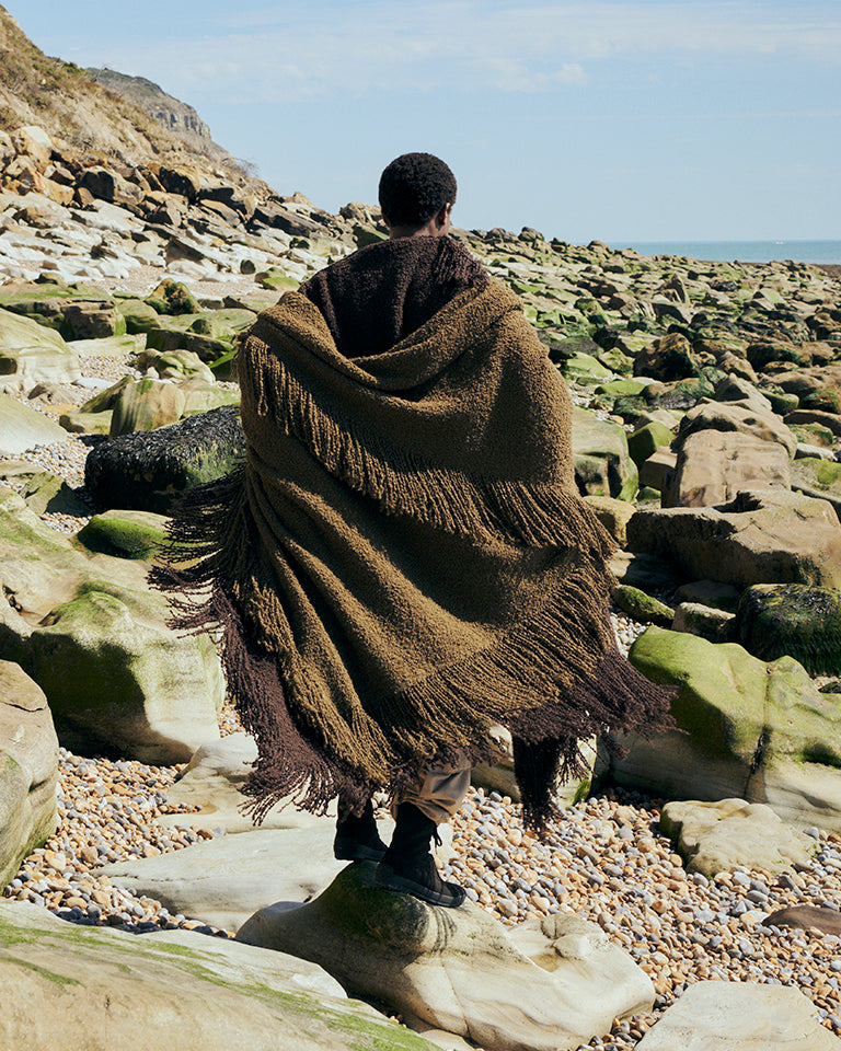 Handwoven Alpaca Blanket with Fringe - Cacao