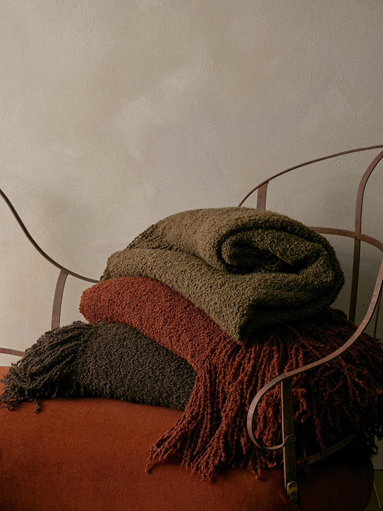 Handwoven Alpaca Blanket with Fringe - Cacao