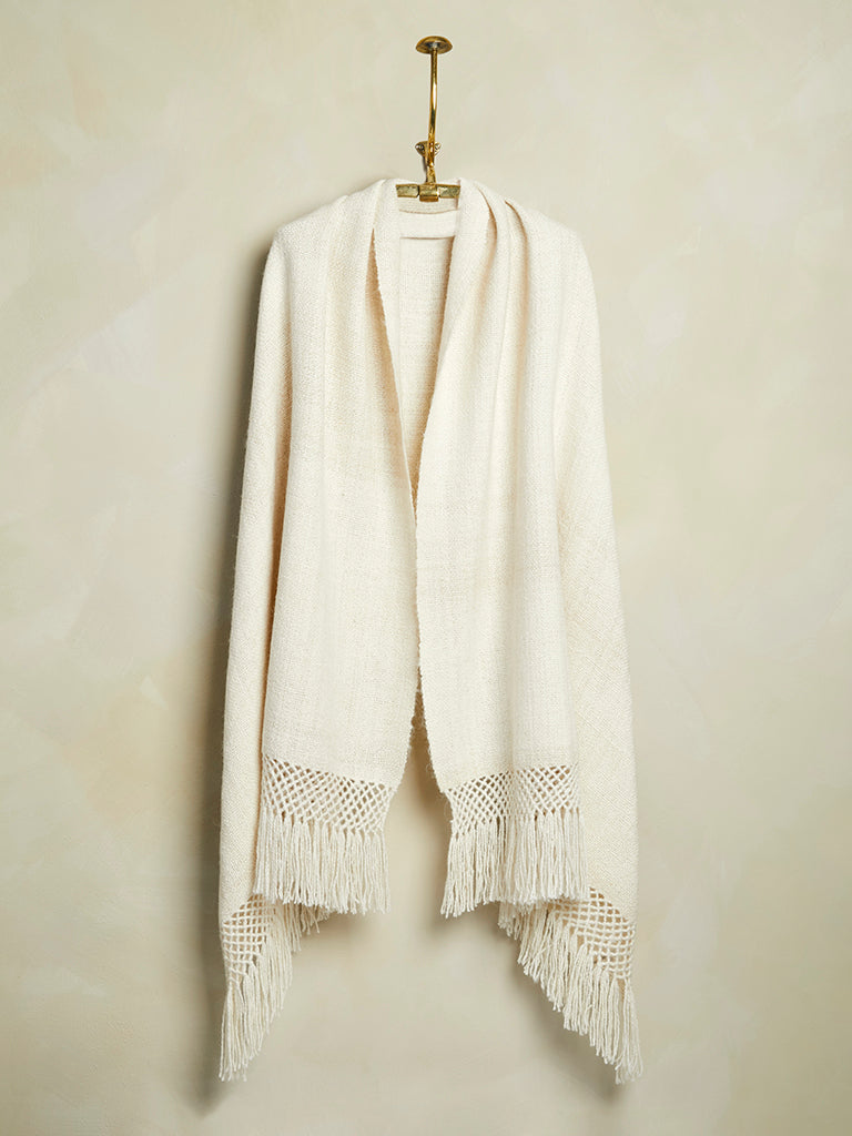 Handwoven Llama Throw - Natural Cream