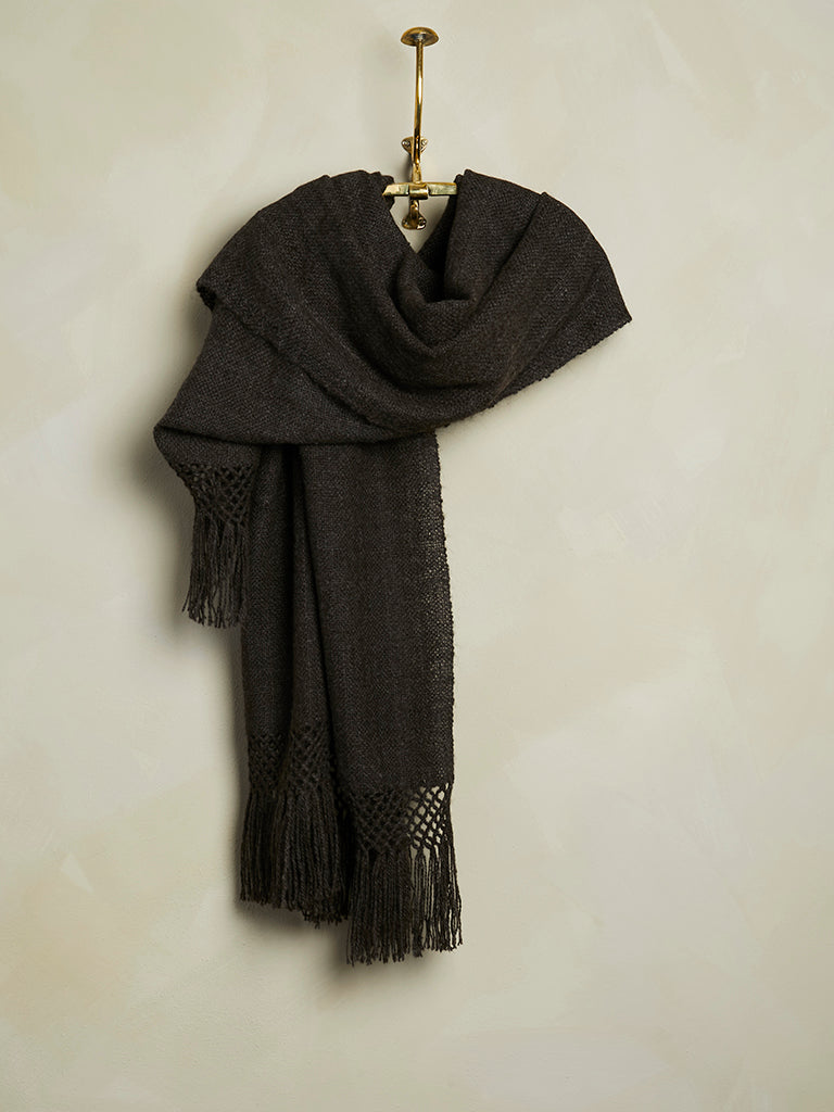 Handwoven Llama Throw - Natural Grey