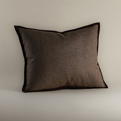 Herringbone Wool Cushion with Suede Trim