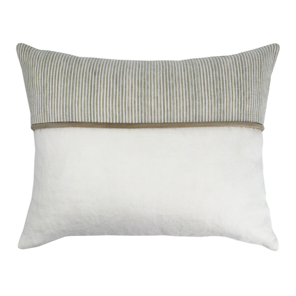 Hunter Cushion with Suede Detail - Flax