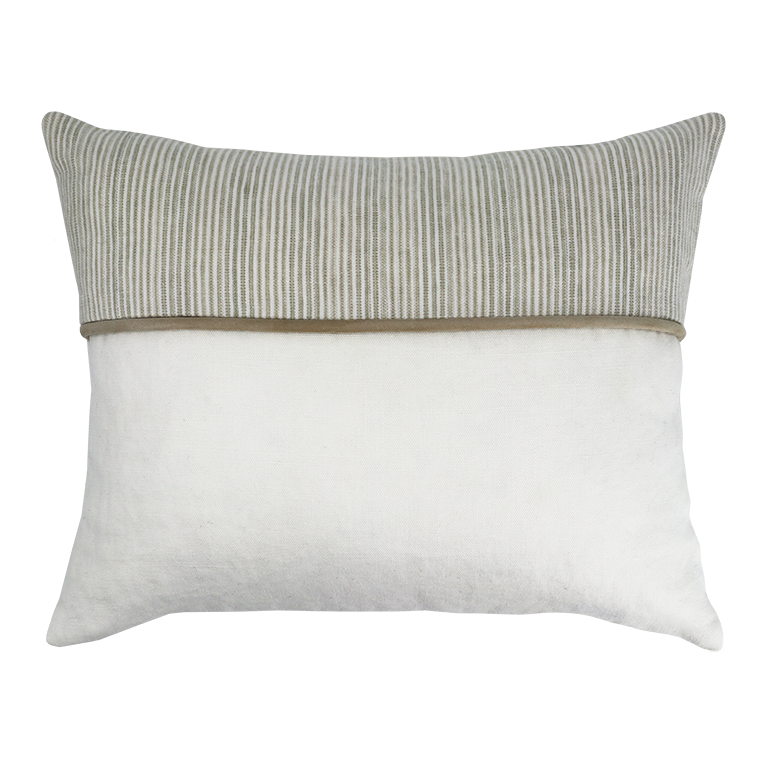 Hunter Cushion with Suede Detail - Flax